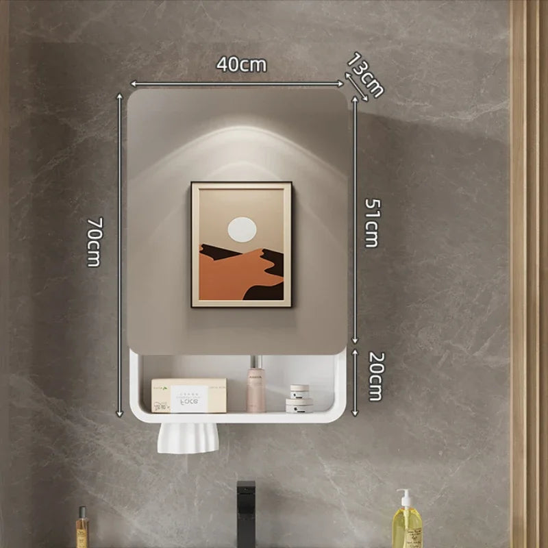 Aluminum Alloy Bathroom Mirror Cabinet Smart Makeup Mirror with Lights  Anti-Fog Wall-Mounted Vanity Cabinet Storage Mirror