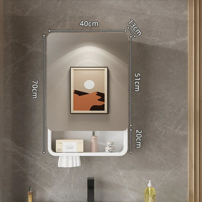 Aluminum Alloy Bathroom Mirror Cabinet Smart Makeup Mirror with Lights  Anti-Fog Wall-Mounted Vanity Cabinet Storage Mirror