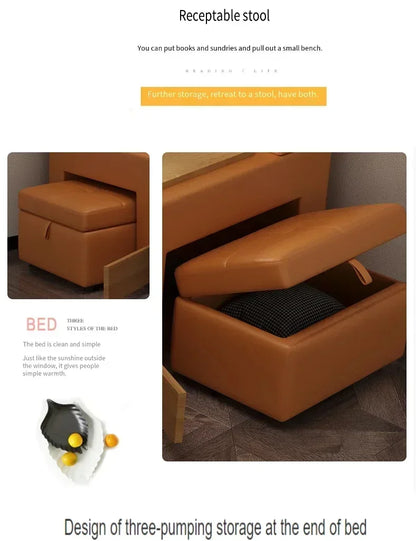 Simple Tatami Bed Massage Electric Multifunctional Headboards Double Bed Queen Size Frame Camas Moderrnas Inteligentes Furniture