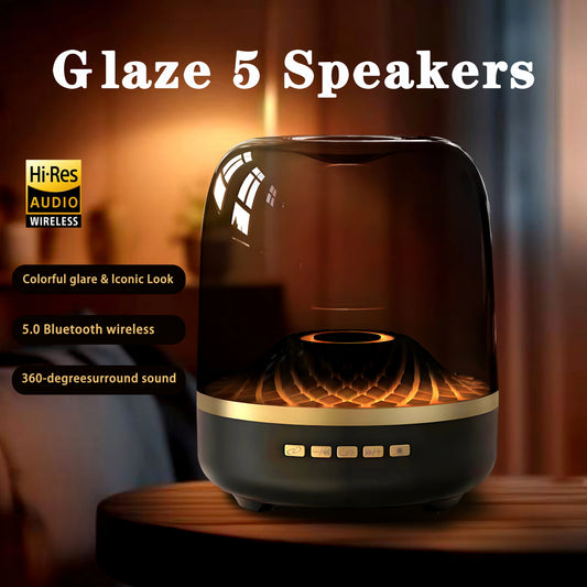Glaze 5 Black Gold Elite Speaker with 360° Surround Sound Audio & Dynamic Breathing Light Speaker Rich Bass Subwoofer for Party