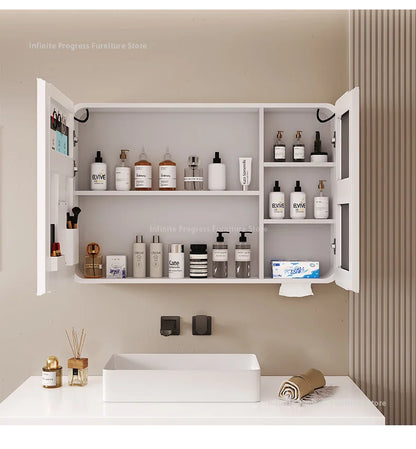 Arc-shaped Smart Bathroom Mirror Cabinet, Wall-mounted Bathroom Mirror Cabinet with Lighting, Smart Bathroom Mirror Cabinet