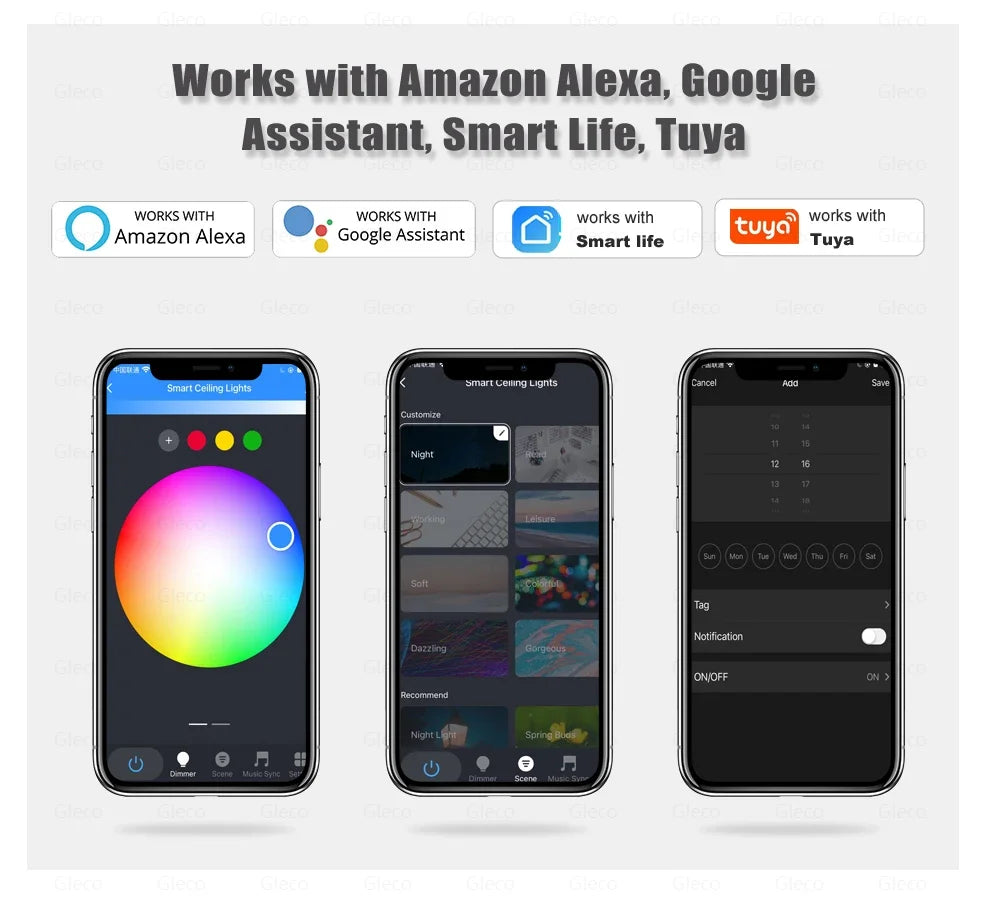 Tuya Zigbee 3.0 Smart Ceiling Light Wifi RGBCW Led Ceiling Lamp Livingroom Home Decoration Smart Lamp For Alexa, Google Home