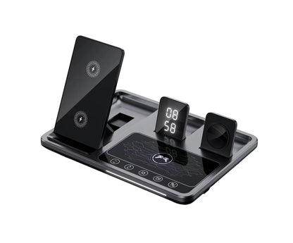 Multifunctional Wireless Fast Charging Clock Mobile Phone Folding Bracket Portable