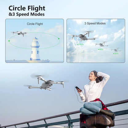 F10 Foldable Drone With Camera For Adults,1080P HD FPV Live Video RC Quadcopter