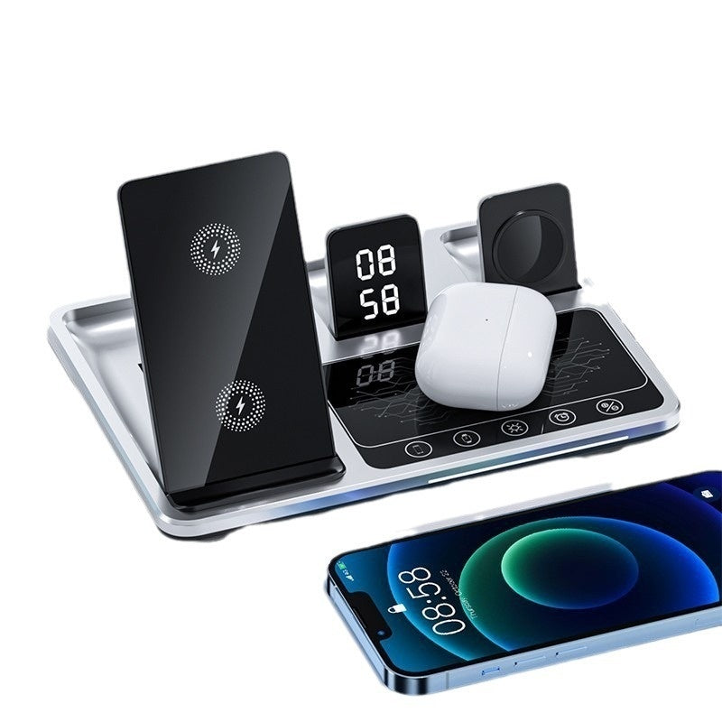 Multifunctional Wireless Fast Charging Clock Mobile Phone Folding Bracket Portable