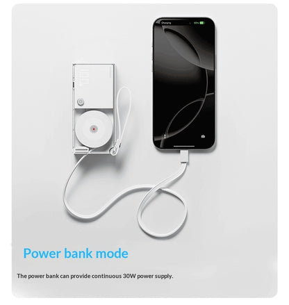 3-in-1 Power Bank With 30W Charging Built-in Plug And Retractable Cable For Fast Charging
